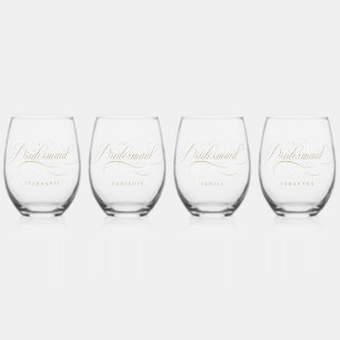 Modern calligraphy timeless brideamaid wedding stemless wine glass