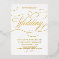 Modern calligraphy timeless gold and white wedding