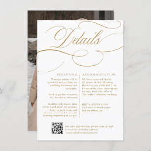 Modern calligraphy timeless gold and white wedding enclosure card