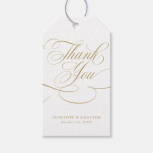 Modern calligraphy timeless gold and white wedding gift tags