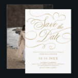 Modern calligraphy timeless gold and white wedding save the date<br><div class="desc">A timeless and elegant save the date card featuring refined calligraphy script on a classic background,  perfect for a formal and sophisticated wedding celebration. For customisation or additional products featuring this design,  please feel free to contact me.</div>