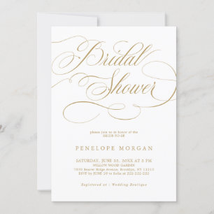Modern calligraphy timeless gold  Bridal Shower Invitation