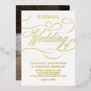 Modern calligraphy timeless gold photo wedding