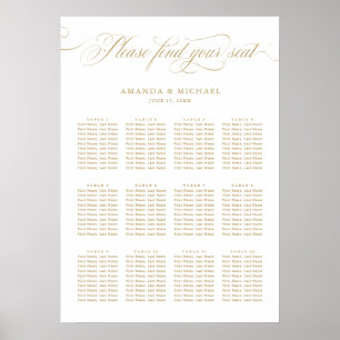 Modern calligraphy timeless gold Seating Chart