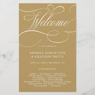 Modern calligraphy timeless gold  Wedding Program