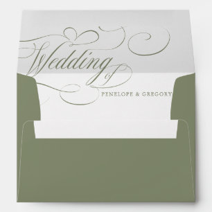 Modern calligraphy timeless Sage Green wedding Envelope