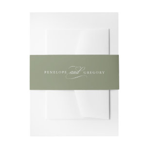 Modern calligraphy timeless Sage Green wedding Invitation Belly Band