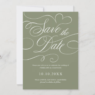 Modern calligraphy timeless Sage QR code wedding Save The Date