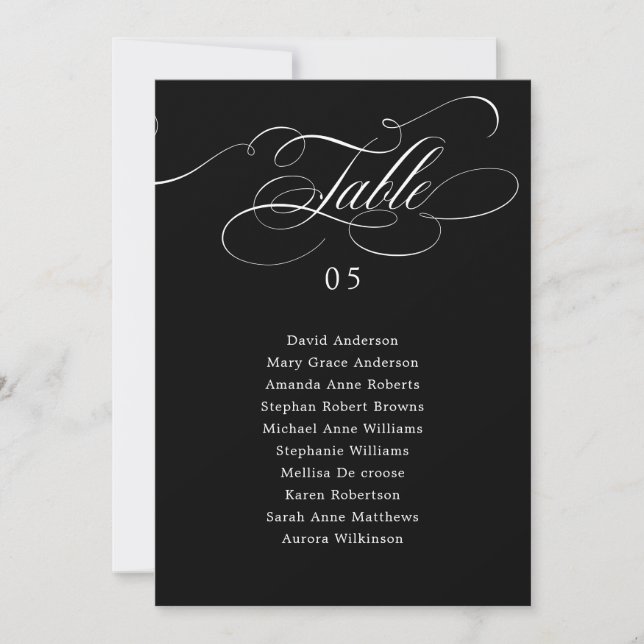 Modern calligraphy timeless  Seating Chart Card (Front)