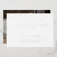 Modern calligraphy timeless Silver Save the Date