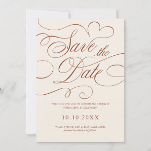 Modern Calligraphy Timeless Terracotta QR Code Save The Date