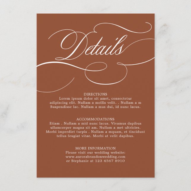 Modern Calligraphy Timeless Terracotta Wedding Enclosure Card (Front)