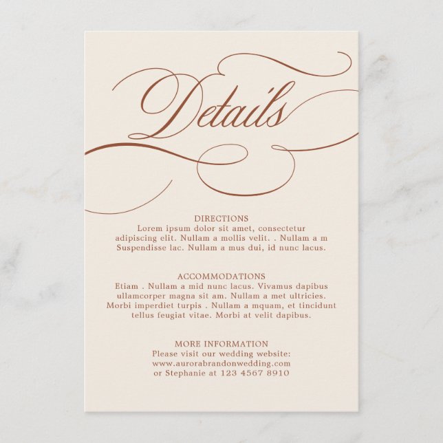 Modern Calligraphy Timeless Terracotta Wedding Enclosure Card (Front)