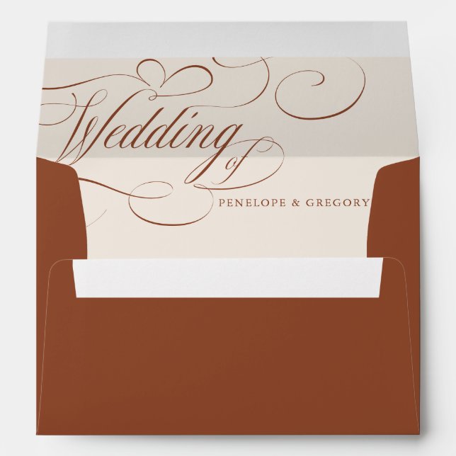 Modern Calligraphy Timeless Terracotta Wedding Envelope (Back (Bottom))