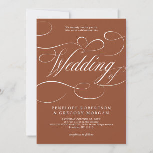 Modern Calligraphy Timeless Terracotta Wedding Invitation