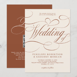 Modern Calligraphy Timeless Terracotta Wedding Invitation