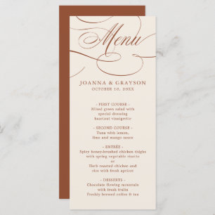 Modern Calligraphy Timeless Terracotta Wedding Menu