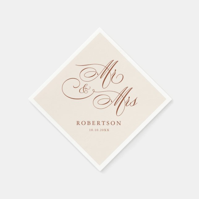 Modern calligraphy timeless Terracotta wedding Napkin (Corner)