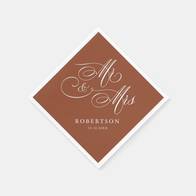Modern calligraphy timeless Terracotta wedding Napkin (Corner)