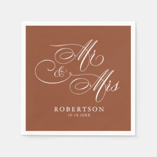 Modern calligraphy timeless terracotta  wedding napkin