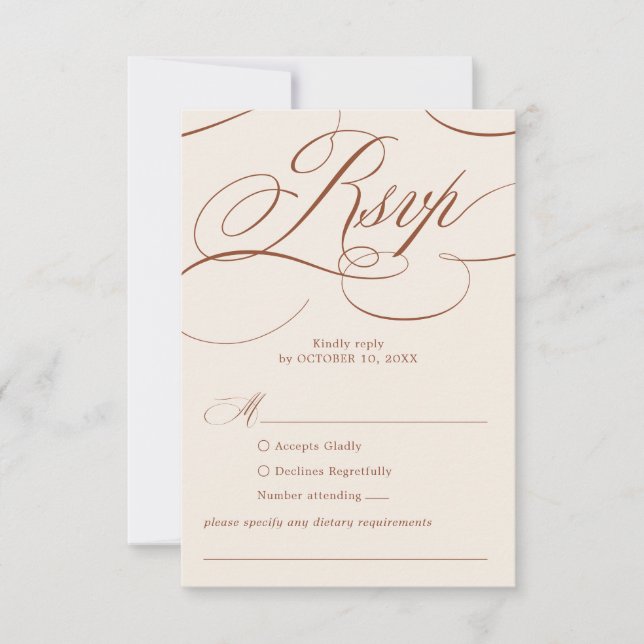 Modern Calligraphy Timeless Terracotta Wedding RSVP Card (Front)