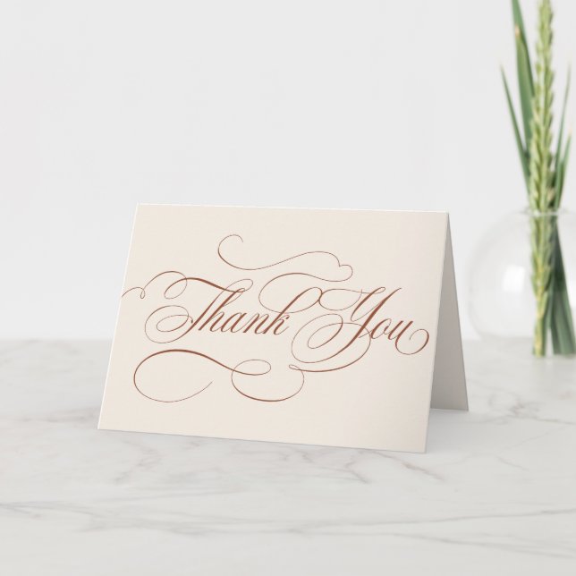 Modern calligraphy timeless terracotta wedding thank you card (Front)