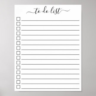 Modern Calligraphy To Do List with Check Boxes Poster