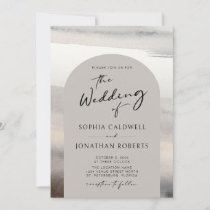 Modern Calligraphy Trendy Arch Earth Tones Wedding Invitation