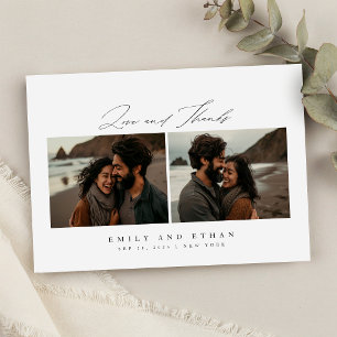 Modern Calligraphy Two Photo QR Code Save The Date