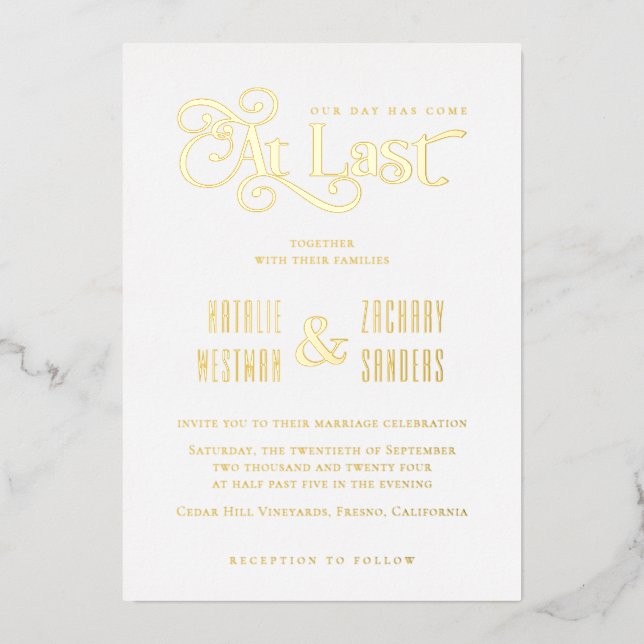 Modern Calligraphy Typography At Last Wedding (Front)