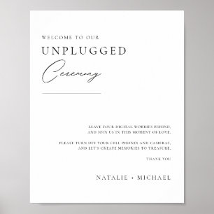 Modern Calligraphy Unplugged Wedding Ceremony Sign