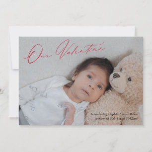 Modern Calligraphy Valentine Birth Announcement