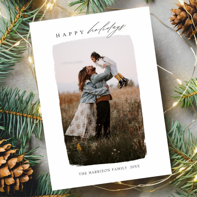 Modern Calligraphy Vertical Christmas Single Photo Holiday Card (Creator Uploaded)
