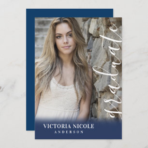 Modern Calligraphy Vertical Photo Graduation Invitation