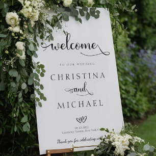 Modern Calligraphy Vertical Welcome Wedding Sign