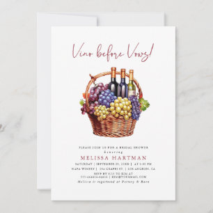 Modern Calligraphy Vino Before Vows Bridal Shower Invitation