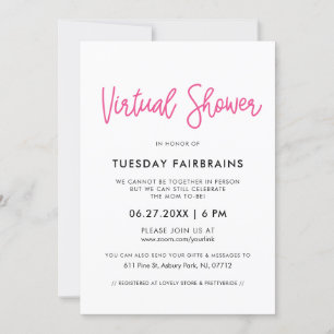 Modern calligraphy Virtual baby shower Invitation