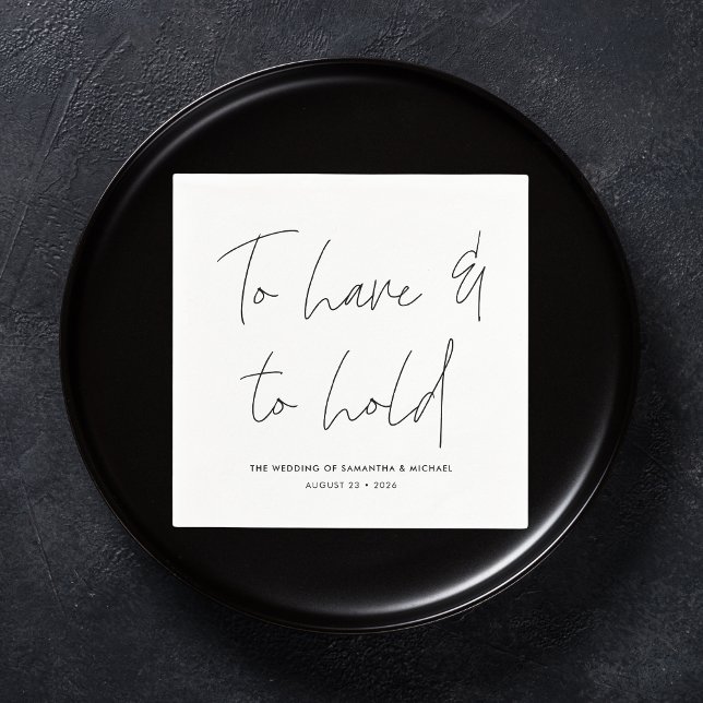 Modern Calligraphy Vows Black White Wedding Napkin (Creator Uploaded)