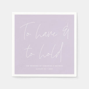 Modern Calligraphy Vows Lavender Purple Wedding Napkin