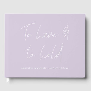 Modern Calligraphy Vows Light Purple Wedding Guest Book