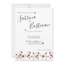 Modern Calligraphy Watercolor Wildflowers Wedding