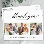 Modern Calligraphy Wedding 3 Photo Thank You Postcard<br><div class="desc">Modern Calligraphy Wedding 3 Photo Thank You Postcard</div>