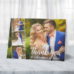 Modern Calligraphy Wedding 4 Photo Collage Note Thank You Card<br><div class="desc">Modern Elegant Calligraphy Script Wedding 4 Photo Collage Thank You Note Card</div>