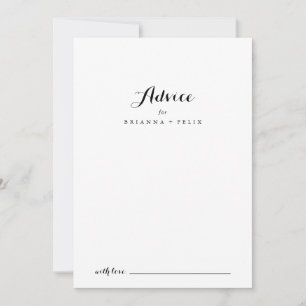 Modern Calligraphy Wedding Advice Card