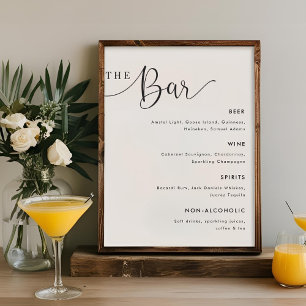 Modern Calligraphy Wedding Bar Menu Sign