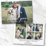 Modern Calligraphy Wedding Bride Groom 6 Photo Thank You Card<br><div class="desc">Modern Calligraphy Wedding Bride and Groom 6 Photos Thank You Card - White Script</div>