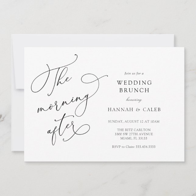 Modern Calligraphy Wedding Brunch Invitation (Front)