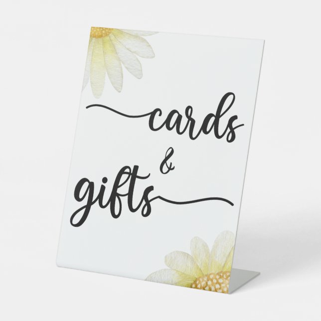 Modern Calligraphy Wedding Cards and Gifts Pedesta Pedestal Sign (Front)