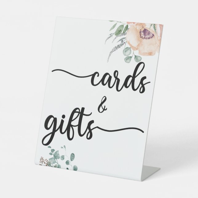 Modern Calligraphy Wedding Cards and Gifts Pedesta Pedestal Sign (Front)