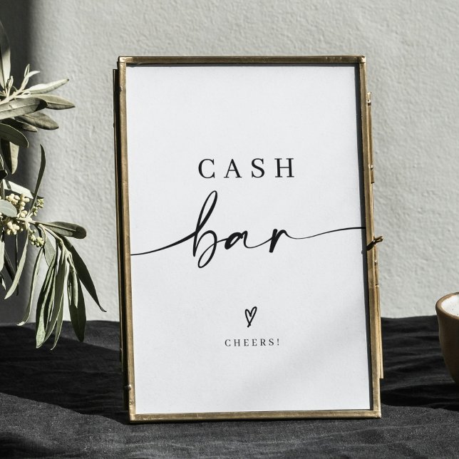 Modern Calligraphy Wedding Cash Bar Sign (Creator Uploaded)